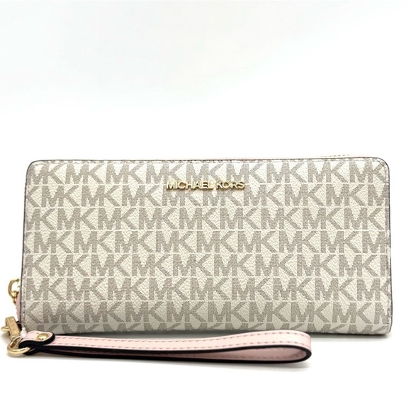 Michael Kors Large Continental Wallet Wristlet Powder Blush Multi - Picture 1 of 9